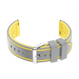 U14 watch rubber strap - gray/yellow - 22mmPasek gumowy do zegarka U14 - siwy/żółty - 22mm