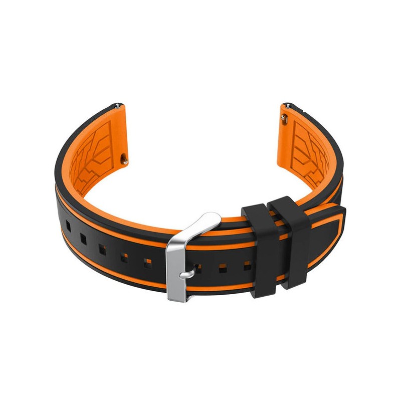 U14 rubber watch strap - black/orange - 22mm  Pasek gumowy do zegarka U14 - czarny/pomarańczowy - 22mm