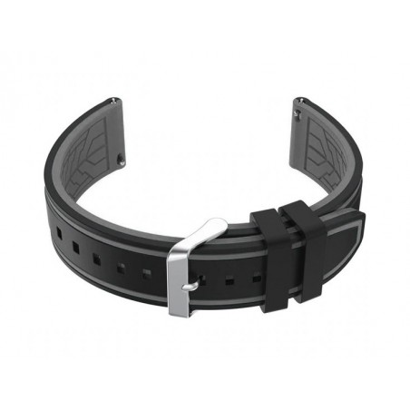 U14 rubber watch strap - black/gray - 20mm