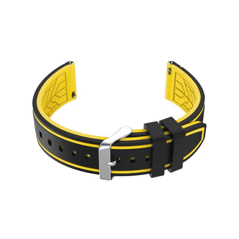 U14 rubber watch strap - black/yellow - 20mm  Pasek gumowy do zegarka U14 - czarny/żółty - 20mm