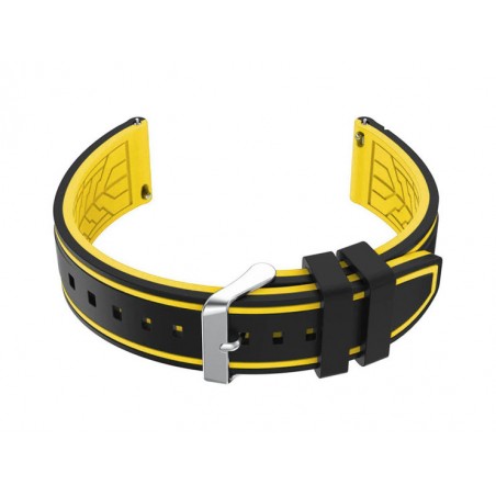 U14 rubber watch strap - black/yellow - 20mm