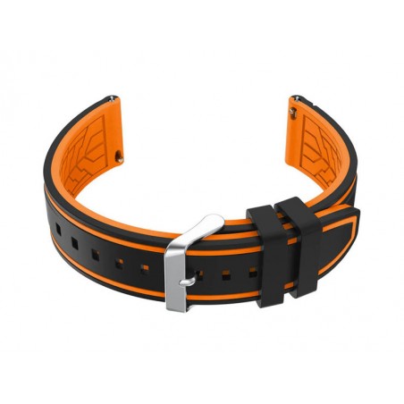 U14 rubber watch strap - black/orange - 20mm
