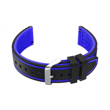 U14 rubber watch strap - black/blue - 20mm
