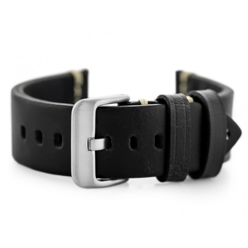 W32 leather watch strap - black - 24mm  Pasek skórzany do zegarka W32 - czarny - 24mm
