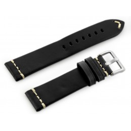 W32 leather watch strap - black - 24mmPasek skórzany do zegarka W32 - czarny - 24mm