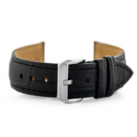 W06 leather watch strap - black - 20mm