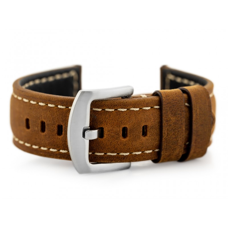 W29 leather watch strap - dark brown 24mm  Pasek skórzany do zegarka W29 - ciemny brąz 24mm