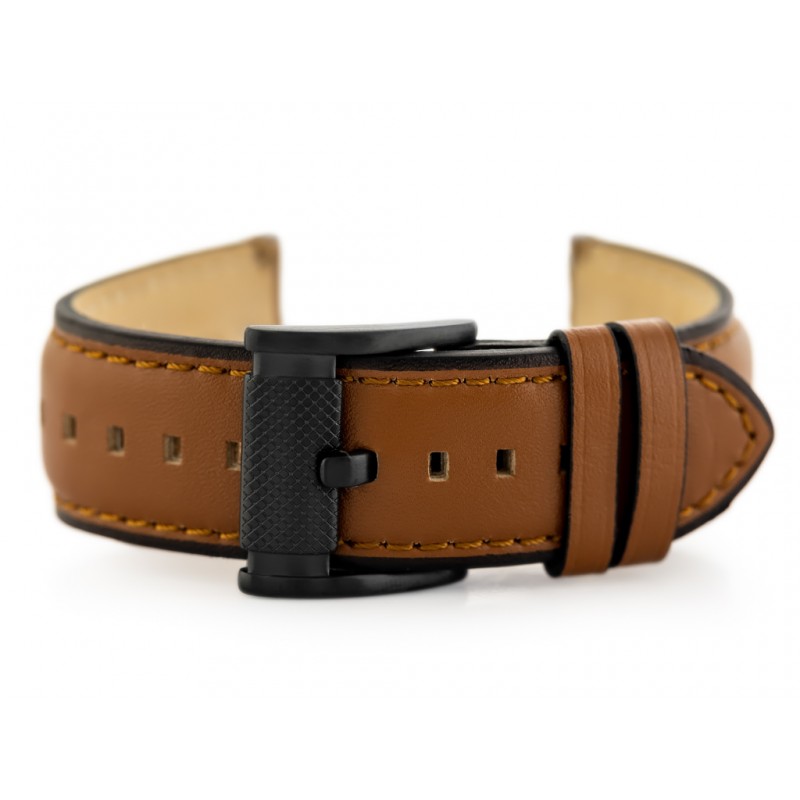 W56 leather watch strap - light brown - 24mm  Pasek skórzany do zegarka W56 - jasny brąz - 24mm