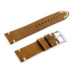 W93 leather watch strap - brown/white - 20mmPasek skórzany do zegarka W93 - brąz/biała - 20mm