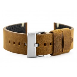 W93 leather watch strap - brown/white - 22mmPasek skórzany do zegarka W93 - brąz/biała - 22mm