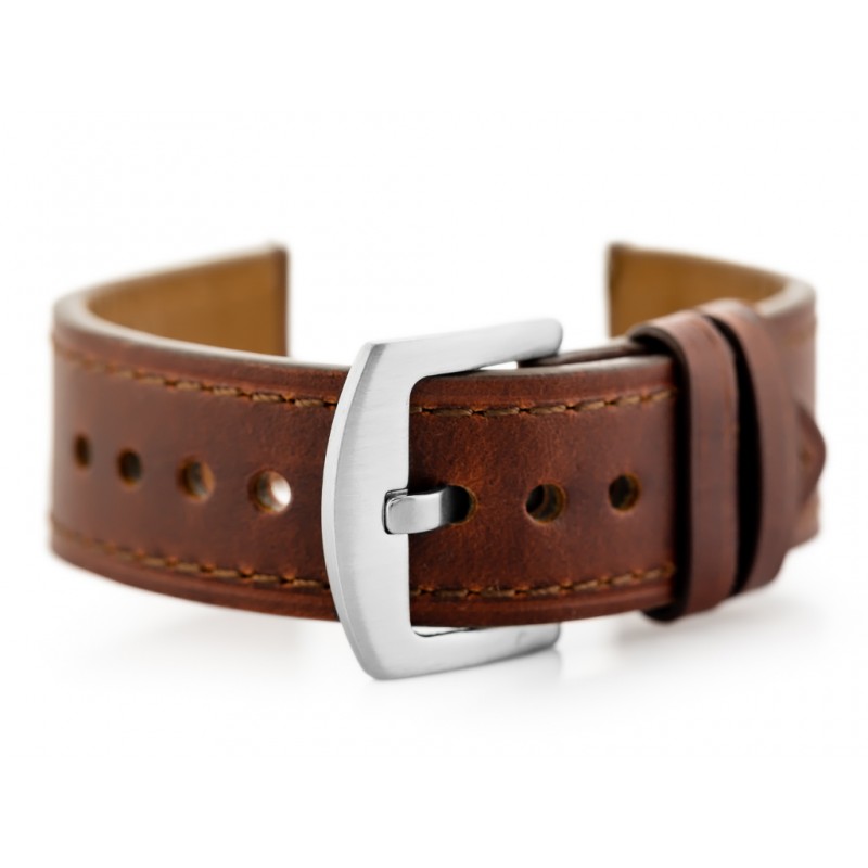 W81 leather watch strap - dark brown - 22mm  Pasek skórzany do zegarka W81 - ciemny brąz - 22mm