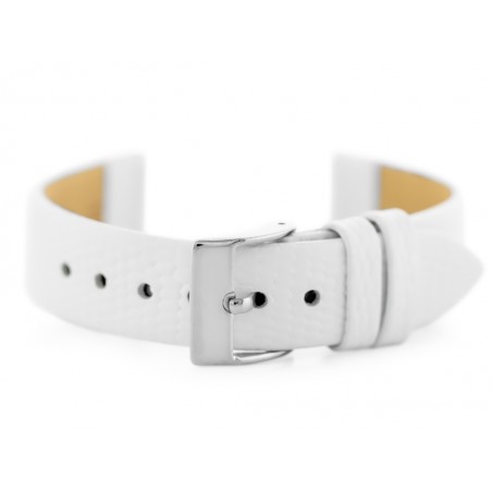 W107 leather watch strap - white/sr. 20mm
