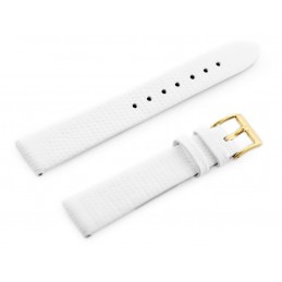 Pasek skórzany do zegarka W107 - biały/zł. 16mmPasek skórzany do zegarka W107 - biały/zł. 16mm
