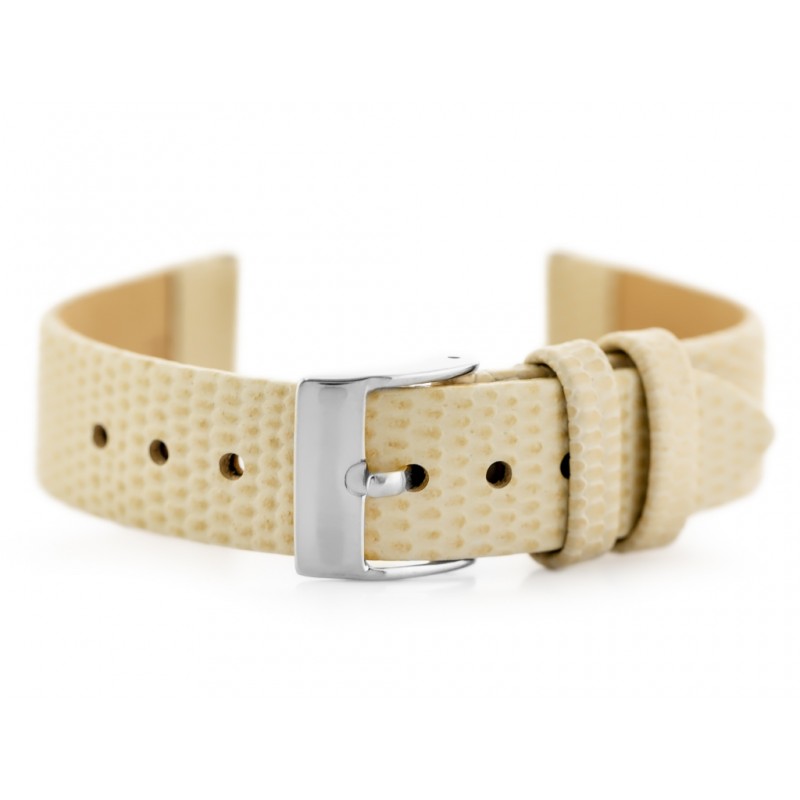 W107 leather watch strap - beige/sr. 20mm  Pasek skórzany do zegarka W107 - beżowy/sr. 20mm