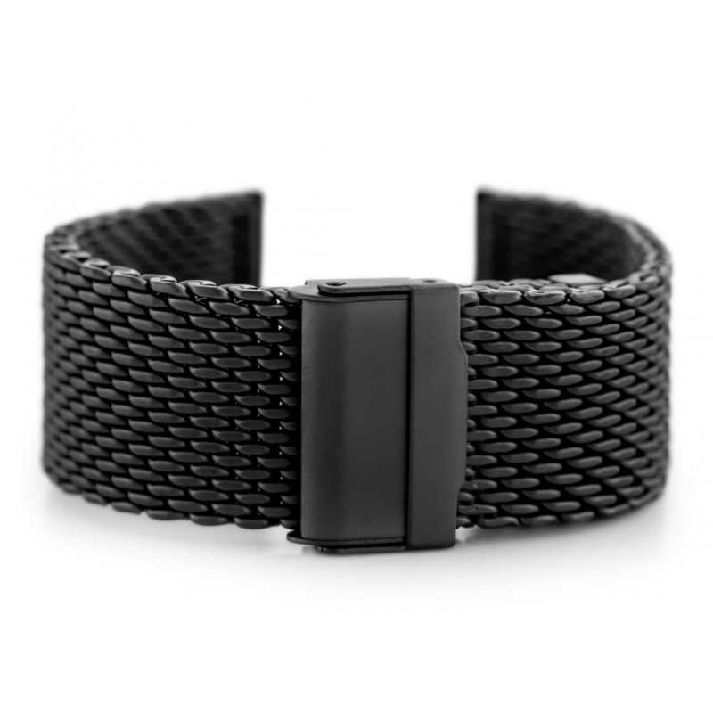 Pacific 12 bracelet - HQ mesh - matte black 24mm  Bransoleta Pacific 12 - siatka HQ - czarna matowa 24mm