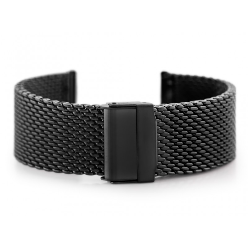 Pacific 10 bracelet - HQ mesh - matte black 24mm  Bransoleta Pacific 10 - siatka HQ - czarna matowa 24mm