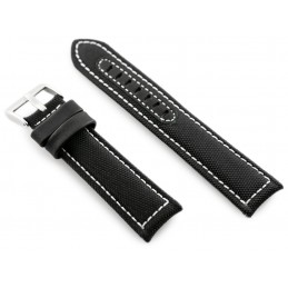 W34 leather watch strap - PREMIUM - black/white - 26mmPasek skórzany do zegarka W34 - PREMIUM - czarny/białe - 24mm