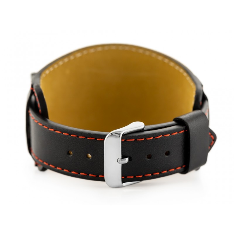 W85 leather watch strap - washer - black/red - 20mm  Pasek skórzany do zegarka W85 - podkładka - czarny/czerwony - 20mm