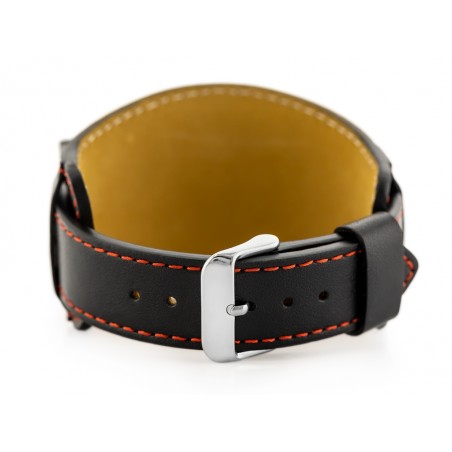 W85 leather watch strap - washer - black/red - 20mm