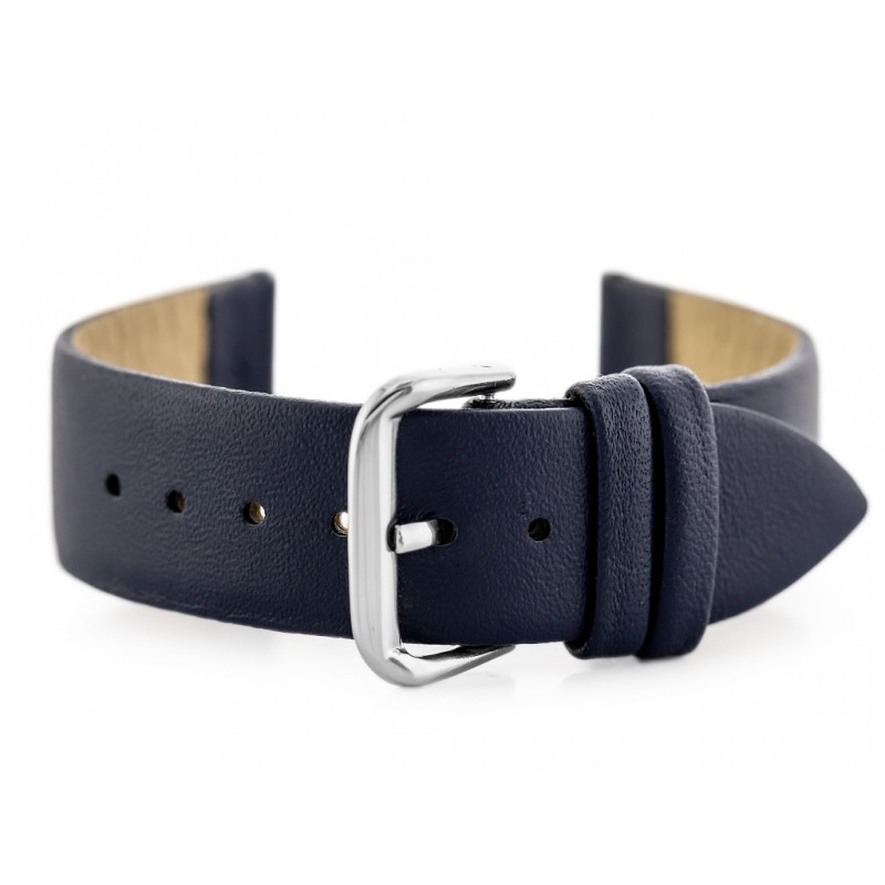 W86 leather watch strap - navy blue - 20mm  Pasek skórzany do zegarka W86 - granatowy - 20mm