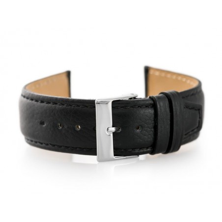 Leather watch strap W26 - PREMIUM - black - 24mm